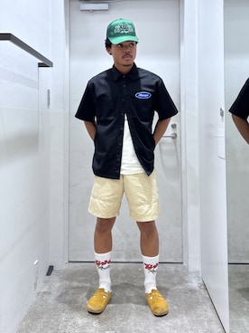 「アイテム（帽子）」を使った、CHRISさん（メンズ・172cm）の夏コーディネート