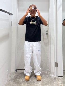 「アイテム（帽子）」を使った、CHRISさん（メンズ・172cm）の夏コーディネート