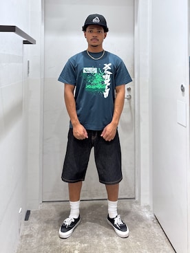 「アイテム（帽子）」を使った、CHRISさん（メンズ・172cm）の夏コーディネート