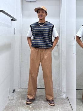 「アイテム（帽子）」を使った、CHRISさん（メンズ・172cm）の夏コーディネート