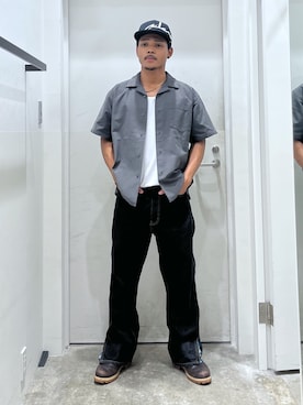 「アイテム（帽子）」を使った、CHRISさん（メンズ・172cm）の夏コーディネート