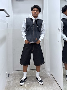 「アイテム（パンツ）」を使った、CHRISさん（メンズ・172cm）の夏コーディネート