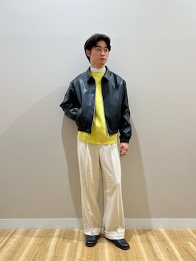 「アイテム（ライダースジャケット）」を使った、kanzakiさん（メンズ・174cm）の秋コーディネート