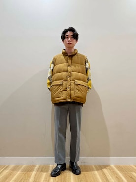 「アイテム（ダウンベスト）」を使った、kanzakiさん（メンズ・174cm）の秋コーディネート
