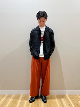 「アイテム（パンツ、オレンジ系）」を使った、kanzakiさん（メンズ・174cm）の秋コーディネート