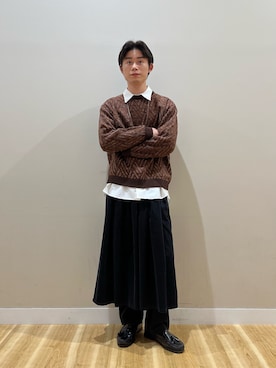 「アイテム（スカート）」を使った、kanzakiさん（メンズ・174cm）の秋コーディネート