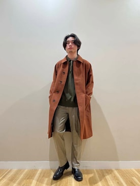 「アイテム（ステンカラーコート）」を使った、kanzakiさん（メンズ・174cm）の冬コーディネート