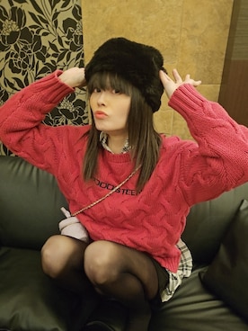 「Rodeo Crowns（ロデオクラウンズ）のアイテム（ハンチング/ベレー帽）」を使った、R氏さん（レディース・170cm）の冬コーディネート