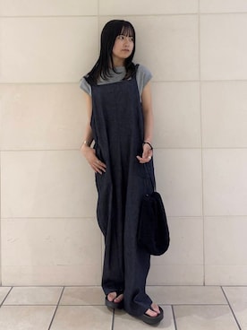 「旅行コーデ」｜「アイテム（オールインワン・サロペット）」を使った、chihiroさん（レディース・153cm）の夏コーディネート