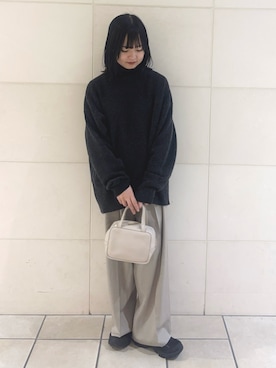 「アイテム（ボストンバッグ）」を使った、chihiroさん（レディース・153cm）の冬コーディネート