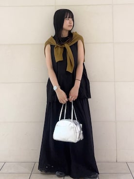 「アイテム（ボストンバッグ、シルバー系）」を使った、chihiroさん（レディース・153cm）の夏コーディネート