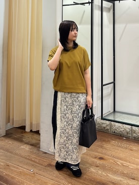 「URBAN RESEARCH DOORS（アーバンリサーチドアーズ）のドライコットンボートネックプルオーバー｜UVカット/日除け/接触冷感/Tシャツ（Tシャツ/カットソー、グリーン系）」を使った、chihiroさん（レディース・153cm）の夏コーディネート