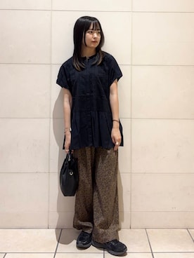 「かぐれ（カグレ）のフロント刺繍フレンチブラウス（シャツ/ブラウス）」を使った、chihiroさん（レディース・153cm）の夏コーディネート