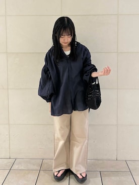 「URBAN RESEARCH DOORS（アーバンリサーチドアーズ）のコットンボイルギャザーブラウス（シャツ/ブラウス）」を使った、chihiroさん（レディース・153cm）の春コーディネート
