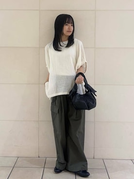 「かぐれ（カグレ）のユーティリティーイージーパンツ（その他パンツ）」を使った、chihiroさん（レディース・153cm）の夏コーディネート
