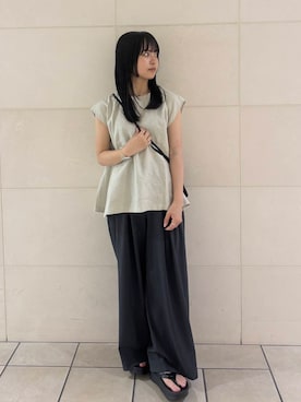 「リネン素材」｜chihiroさん（レディース・153cm）の夏コーディネート