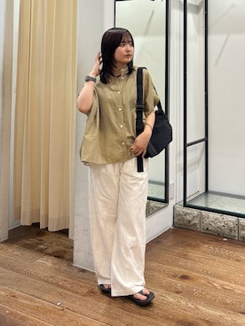 「URBAN RESEARCH DOORS（アーバンリサーチドアーズ）のシャンブレーワイドシャツ（シャツ/ブラウス、ベージュ系）」を使った、chihiroさん（レディース・153cm）の夏コーディネート