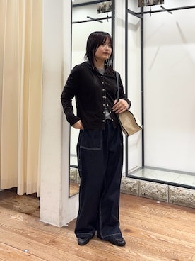 「URBAN RESEARCH DOORS（アーバンリサーチドアーズ）のシアーベロアカーディガン（カーディガン/ボレロ、ブラウン系）」を使った、chihiroさん（レディース・153cm）の秋コーディネート