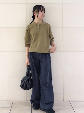 「アイテム（ポロシャツ）」を使った、chihiroさん（レディース・153cm）の夏コーディネート