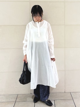 「アイテム（チュニック）」を使った、chihiroさん（レディース・153cm）の夏コーディネート
