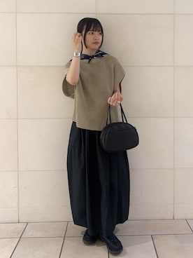 「URBAN RESEARCH DOORS（アーバンリサーチドアーズ）のリネンライクニットプルオーバー（ニット/セーター）」を使った、chihiroさん（レディース・153cm）の夏コーディネート