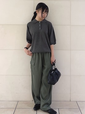 「アイテム（ポロシャツ）」を使った、chihiroさん（レディース・153cm）の夏コーディネート