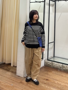 「かぐれ（カグレ）のコットンクロップドパンツ（その他パンツ、ベージュ系）」を使った、chihiroさん（レディース・153cm）の夏コーディネート