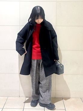 「ニット/セーター」｜「アイテム（ピーコート）」を使った、chihiroさん（レディース・153cm）の冬コーディネート