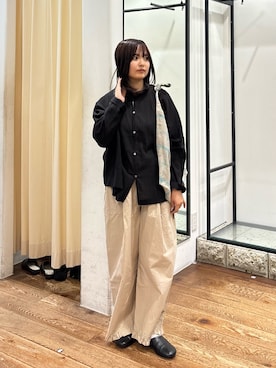「URBAN RESEARCH DOORS（アーバンリサーチドアーズ）のローヒールサボミュール（その他シューズ、ブラック系）」を使った、chihiroさん（レディース・153cm）の夏コーディネート