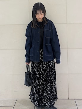 「アイテム（デニムジャケット）」を使った、chihiroさん（レディース・153cm）の夏コーディネート