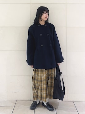 「アイテム（ピーコート）」を使った、chihiroさん（レディース・153cm）の冬コーディネート