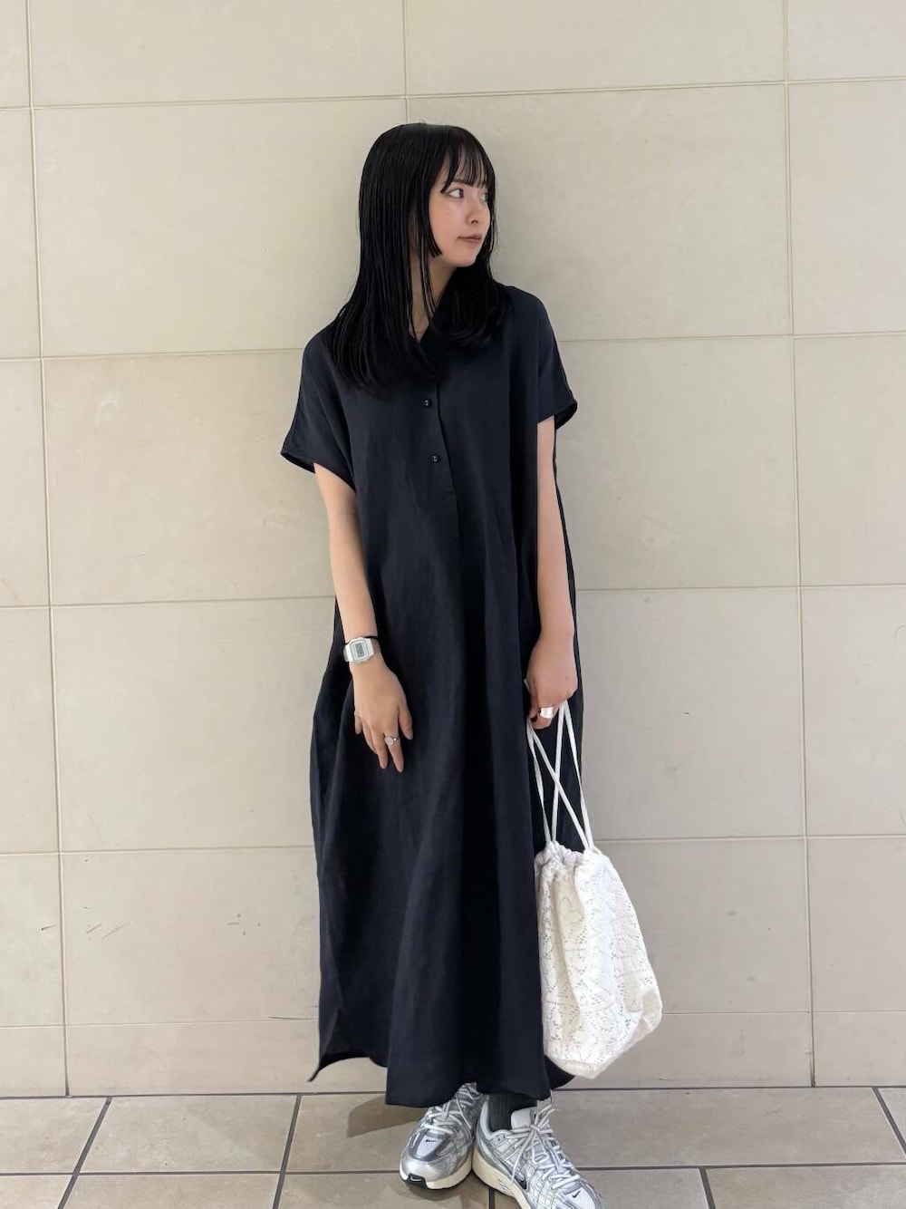 2サイズ展開』リネンフレンチシャツワンピースを使った人気