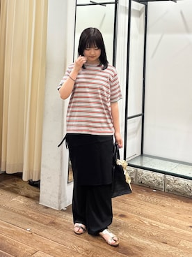 「URBAN RESEARCH DOORS（アーバンリサーチドアーズ）のソフトハンドルカゴバッグ（ハンドバッグ、ブラック系）」を使った、chihiroさん（レディース・153cm）の夏コーディネート