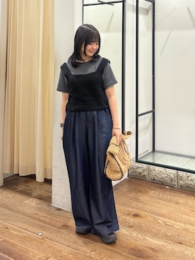 「URBAN RESEARCH DOORS（アーバンリサーチドアーズ）のペーパートートバッグ（トートバッグ、ベージュ系）」を使った、chihiroさん（レディース・153cm）の夏コーディネート