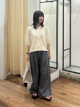 「URBAN RESEARCH DOORS（アーバンリサーチドアーズ）のソフトハンドルカゴバッグ（ハンドバッグ、グレー系）」を使った、chihiroさん（レディース・153cm）の春コーディネート