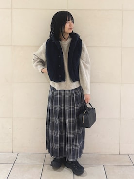 「アイテム（ボストンバッグ）」を使った、chihiroさん（レディース・153cm）の冬コーディネート