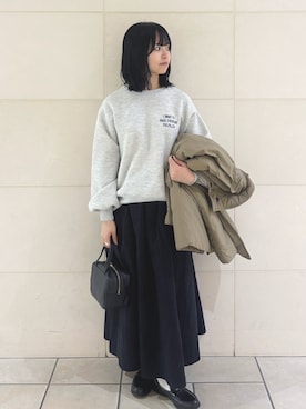 「アイテム（ボストンバッグ）」を使った、chihiroさん（レディース・153cm）の秋コーディネート