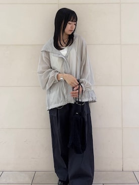 「旅行コーデ」｜「アイテム（ジャケット/アウター）」を使った、chihiroさん（レディース・153cm）の夏コーディネート