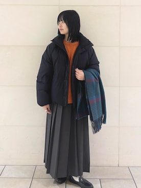 「アイテム（ストール/ショール）」を使った、chihiroさん（レディース・153cm）の秋コーディネート