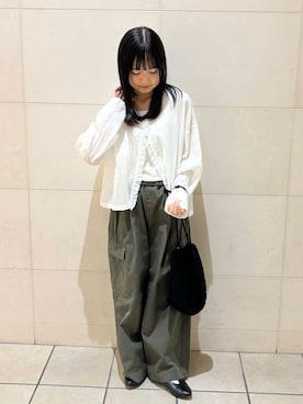 「かぐれ（カグレ）のユーティリティーイージーパンツ（その他パンツ）」を使った、chihiroさん（レディース・153cm）の夏コーディネート
