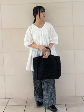「アイテム（チュニック）」を使った、堂領千尋さん（レディース・153cm）の夏コーディネート