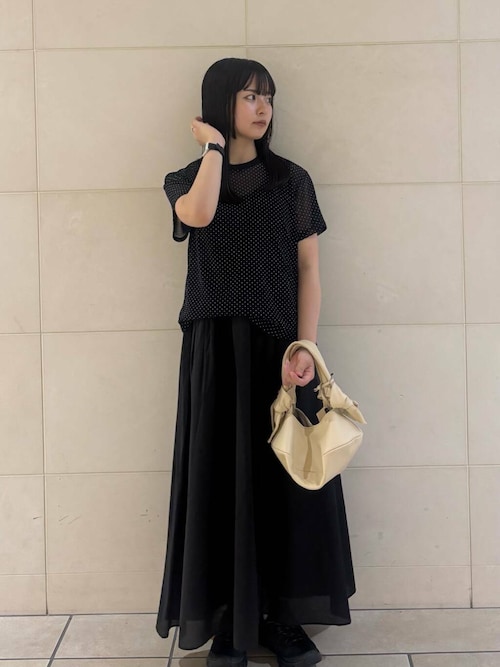 セール】mizuiro ind mesh dot crew-neck T-shirts（Tシャツ