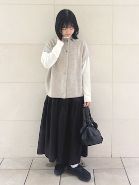 「かぐれ（カグレ）のウールハイゲージタートルネック（ニット/セーター）」を使った、chihiroさん（レディース・153cm）の秋コーディネート