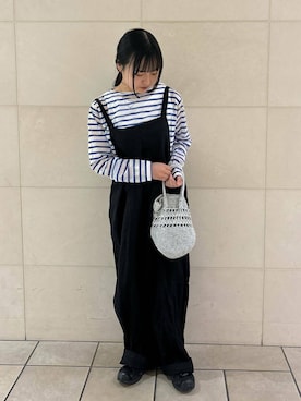 「新作」｜「アイテム（サロペット/オーバーオール）」を使った、chihiroさん（レディース・153cm）の春コーディネート