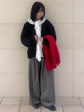 「アイテム（ノーカラージャケット）」を使った、chihiroさん（レディース・153cm）の冬コーディネート