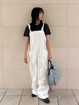「アイテム（サロペット/オーバーオール）」を使った、堂領千尋さん（レディース・153cm）の夏コーディネート