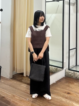 「URBAN RESEARCH DOORS（アーバンリサーチドアーズ）のソフトハンドルカゴバッグ（ハンドバッグ、ブラック系）」を使った、chihiroさん（レディース・153cm）の春コーディネート