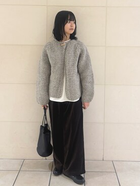 「かぐれ（カグレ）のコットンベルベットイージーパンツ（その他パンツ）」を使った、chihiroさん（レディース・153cm）の秋コーディネート