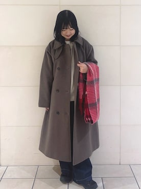「アイテム（ストール/ショール）」を使った、chihiroさん（レディース・153cm）の冬コーディネート