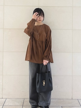 「アイテム（ローファー）」を使った、chihiroさん（レディース・153cm）の秋コーディネート